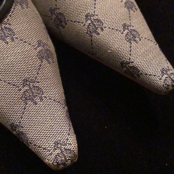 🔆 Brooks Brother’s fabric leather trim wood heel slides - Picture 9 of 11